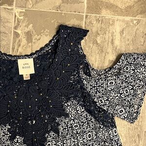 Knox Rose Dress in Navy and White Pattern